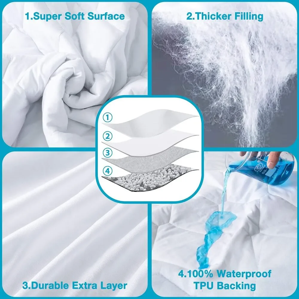 Lunsing Soft 2 Pack Twin Size Waterproof Mattress Protector with 6-16 In deep